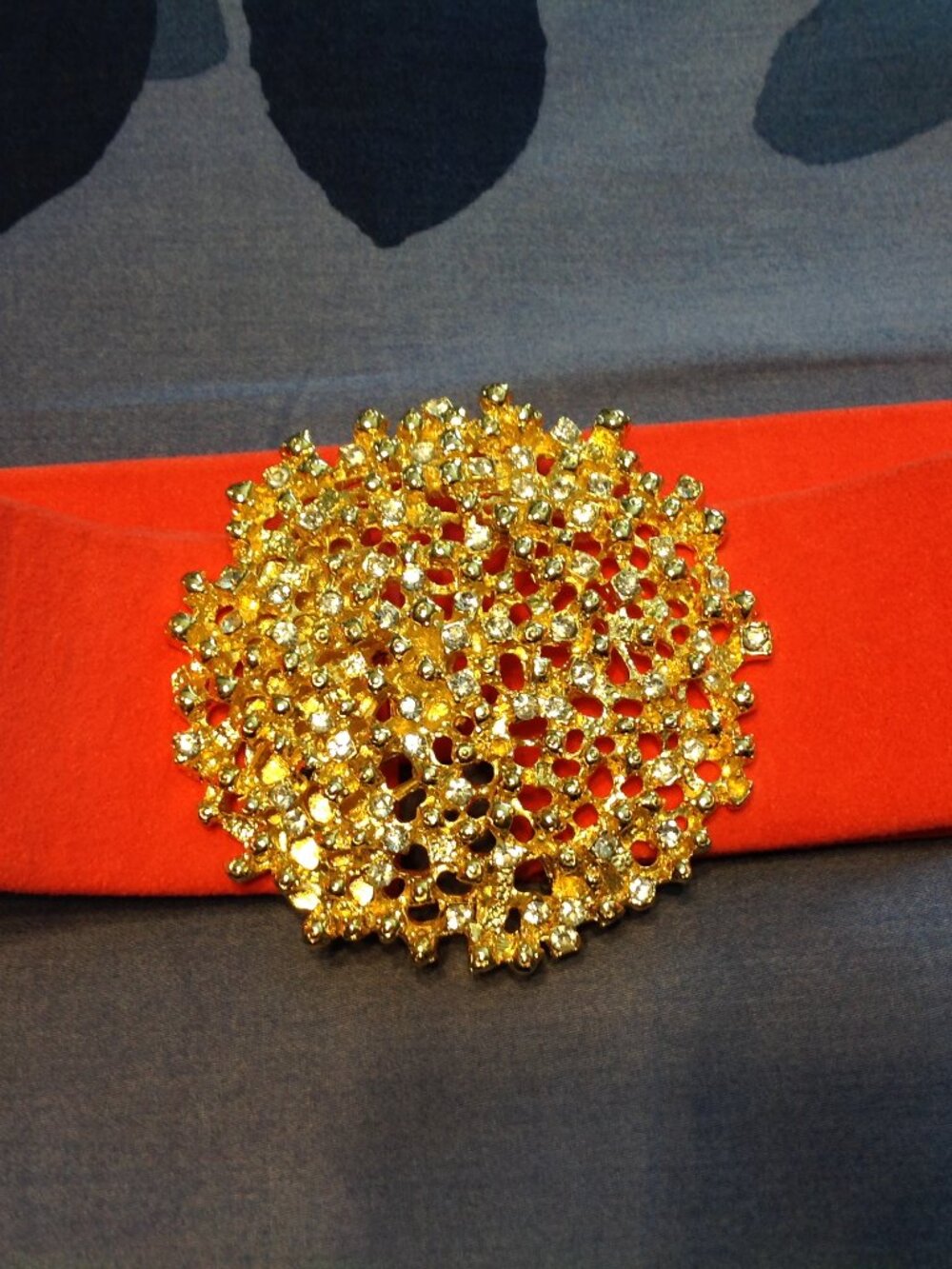 Vintage Doreen Ryan 1993 Gold Rhinestone Pink Adjustable Belt